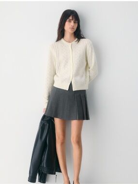 Aritzia Sunday best Sweetspot cardigan cream pointelle cable knit cottagecore